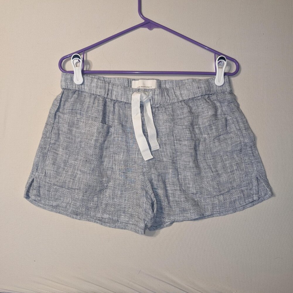'Solid & Striped' Blue Linen Drawstring Shorts - image 5